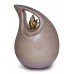 Ceramic (Small Size) – Pet Cremation Ashes Urn – Teardrop Design (Neutral with Gold Flame Motif)